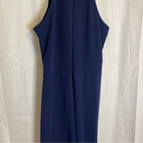 WOOSEA Women’s Navy Blue Halter Neck Sleeveless Full Length Ruffle Dress Large - Picture 9 of 11